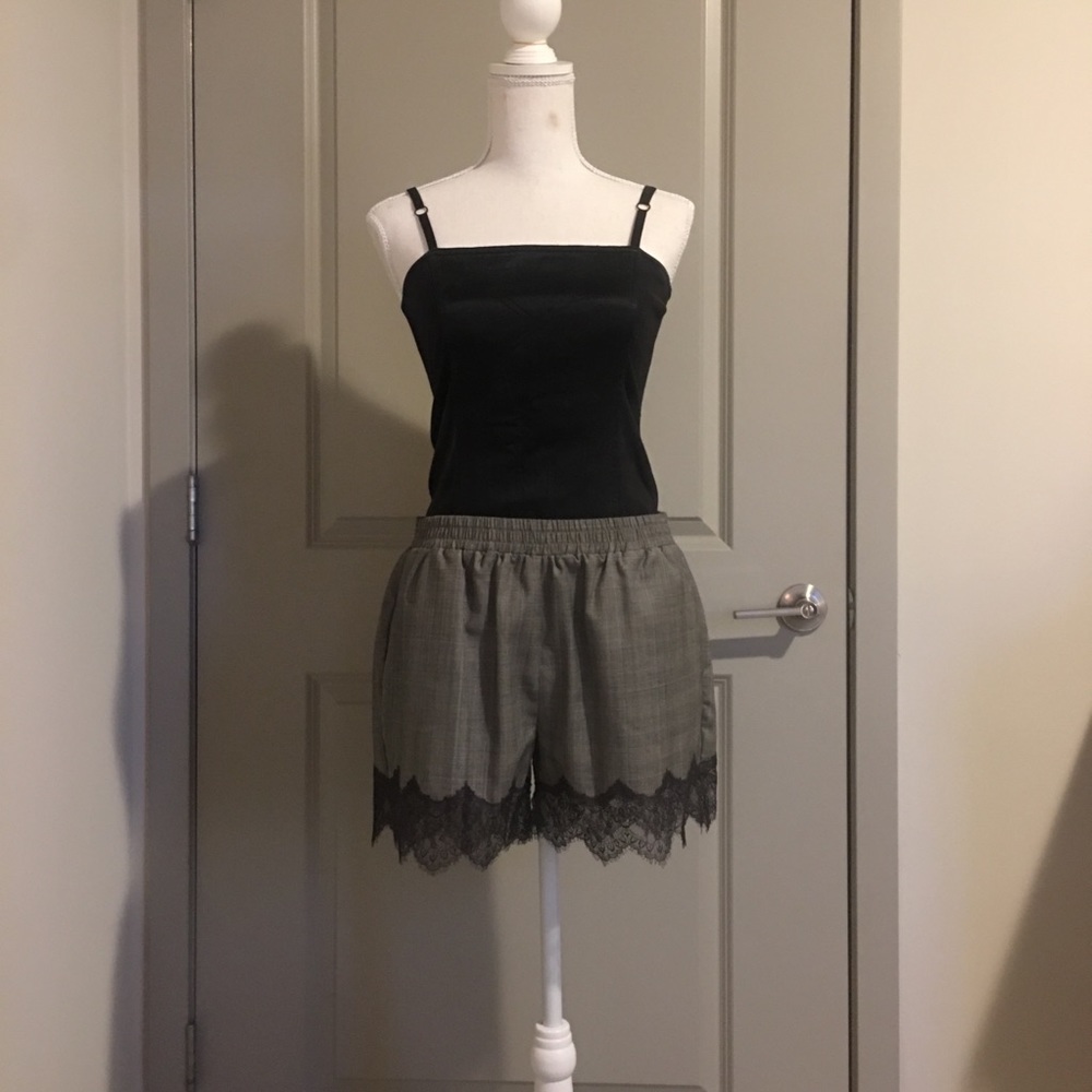 NWOT Gold touch wool blend shorts with lace trim